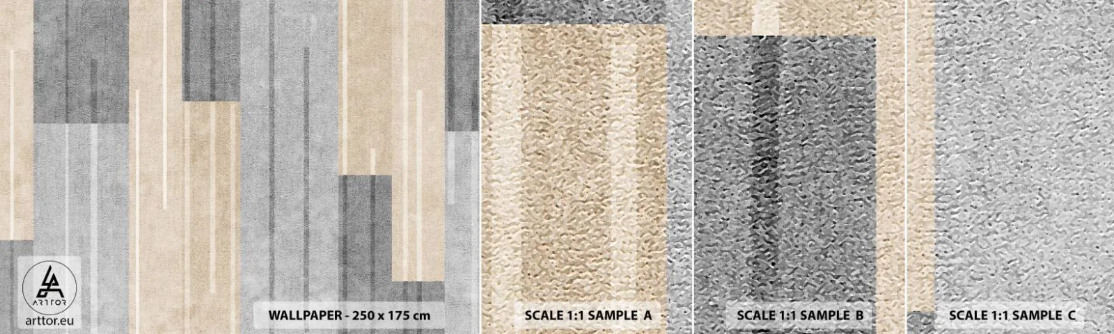 Vzorka samolepiacej fototapety Deluxe Sticker - Kompozícia: drž sa - Abstrakcia, Čiary, Pastel - 100x30 cm