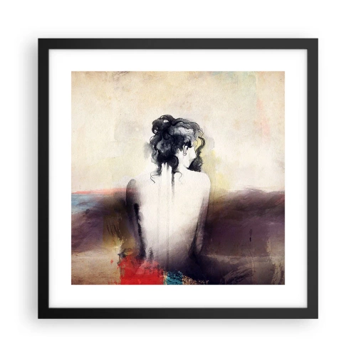 Plagát v čiernom ráme - Jemné línie, oválne tvary - 40x40 cm