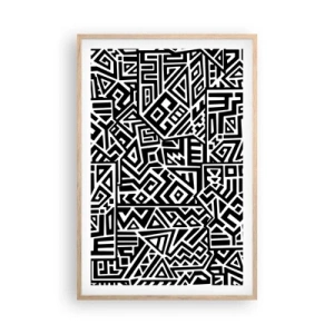 Plagát v ráme zo svetlého duba - Predkolumbovská kompozícia - 61x91 cm