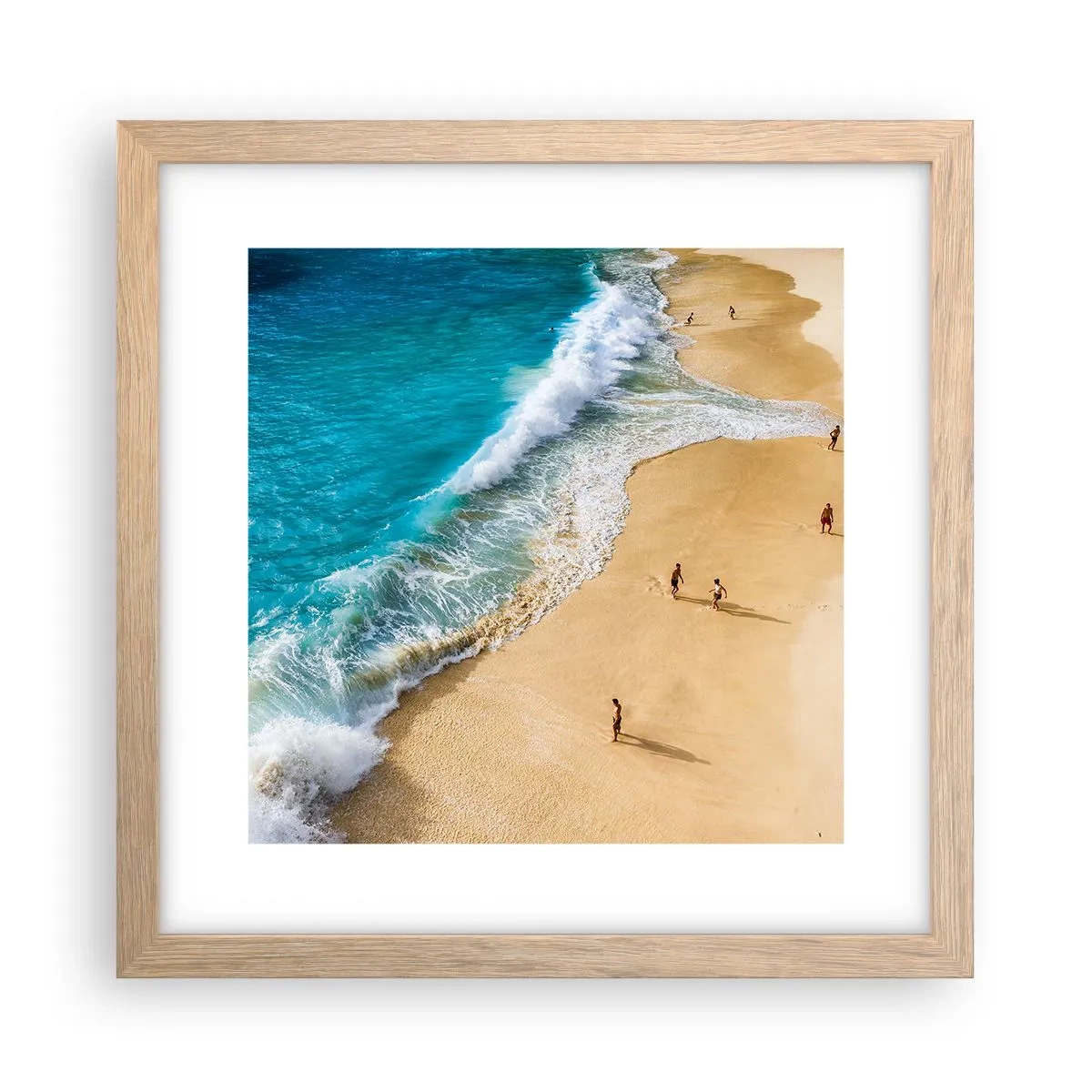 Plagát v ráme zo svetlého duba - A potom slnko, pláž… - 30x30 cm