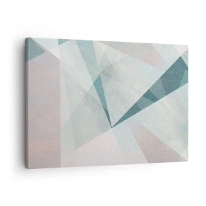 Obraz na plátne - Geometrické tvary v pastelových odtieňoch modrej a sivej - 70x50cm - V kľude, ale dynamicky - Moderná nástenná dekorácia do obývacej izby a spálne ARTTOR