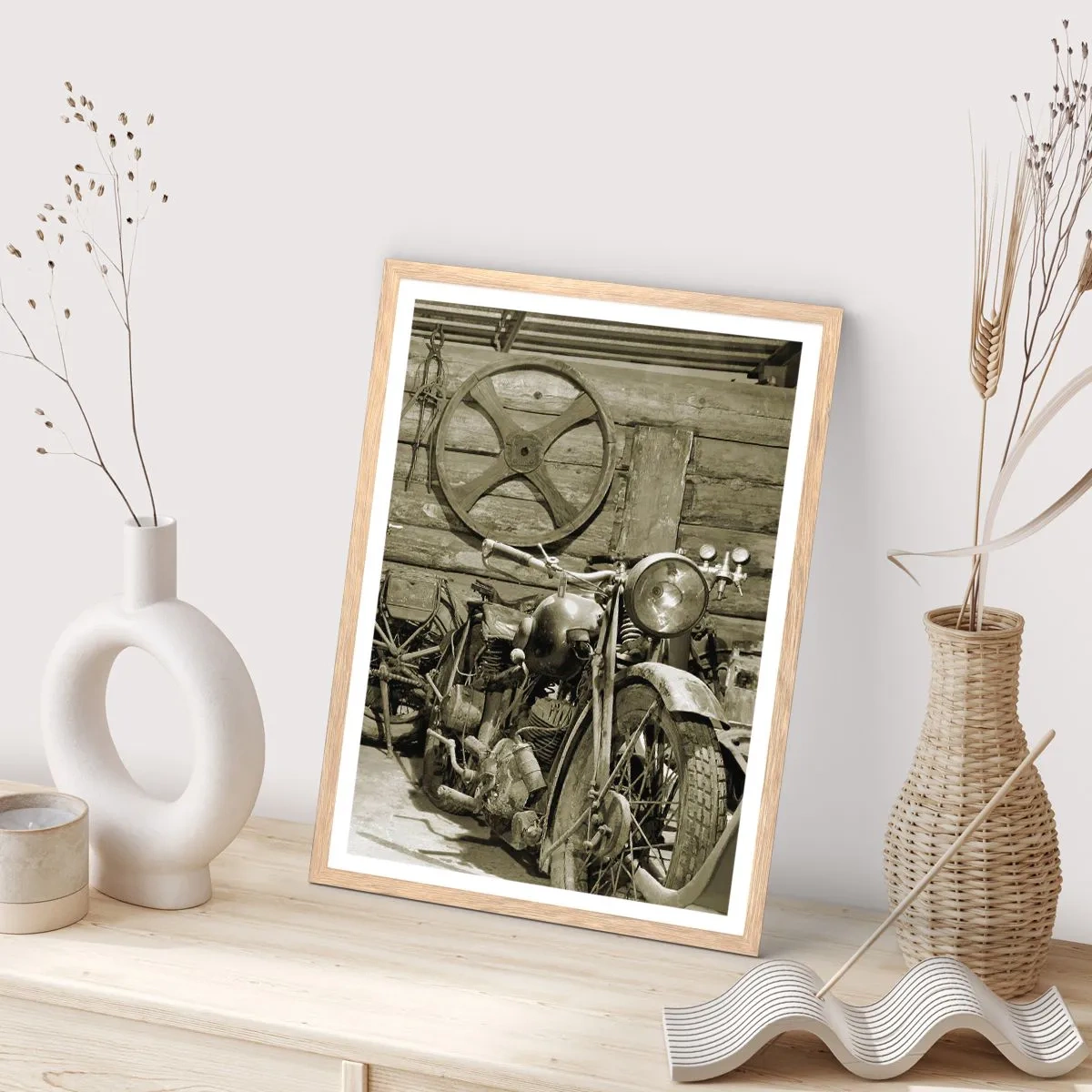 Plagát v ráme zo svetlého duba - V kôlni strýka Mariána - 50x70 cm