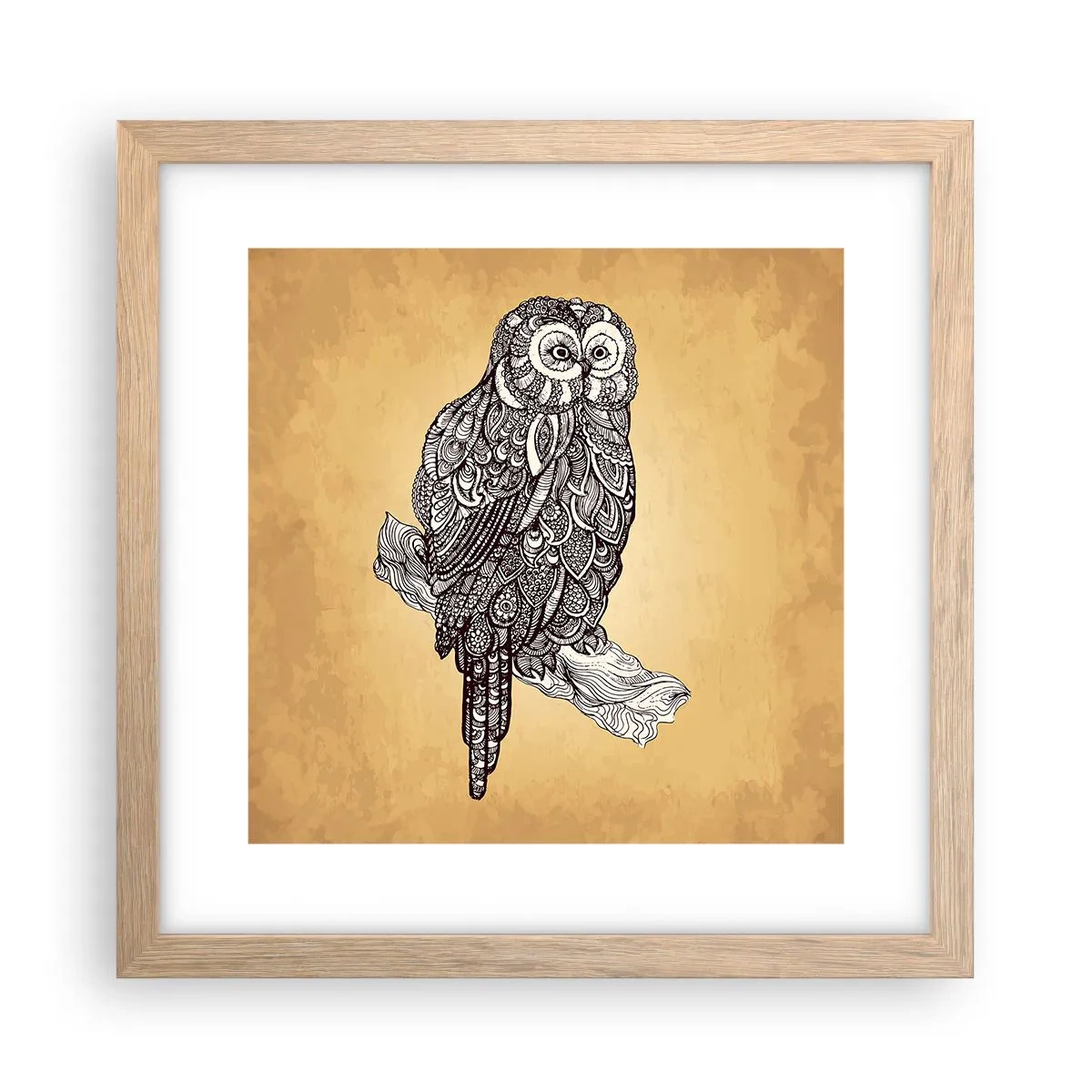 Plagát v ráme zo svetlého duba - Majstrovské ornamenty múdrosti - 30x30 cm