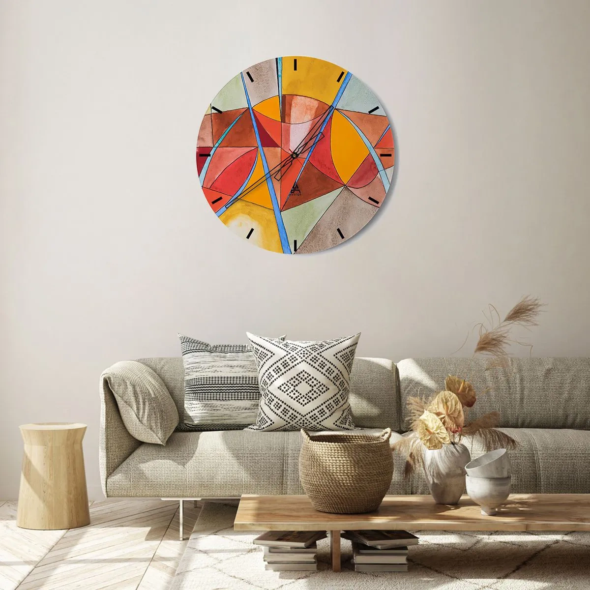 Nástenné hodiny - Abstraktné geometrické vzory v žiarivých farbách - 30x30cm - Kolotoč, kolotoč snov - Moderná nástenná dekorácia do obývacej izby, kuchyne a spálne ARTTOR