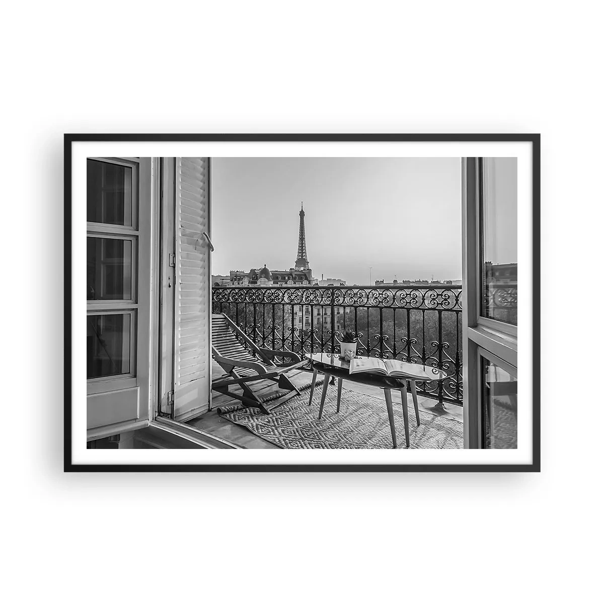 Plagát v čiernom ráme - Parížske popoludnie - 100x70 cm
