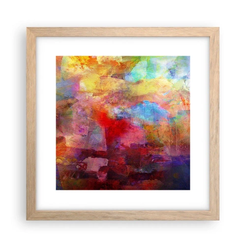 Plagát v ráme zo svetlého duba - Pozrieť sa doprostred dúhy - 30x30 cm