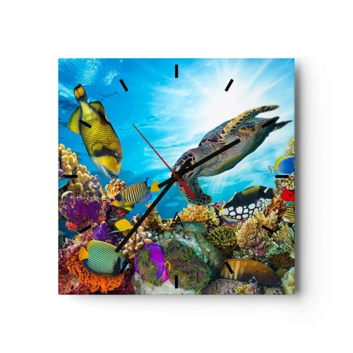 Nástenné hodiny - Koralová promenáda - 40x40 cm