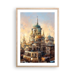 Plagát v ráme zo svetlého duba - Mesto miest - 50x70 cm