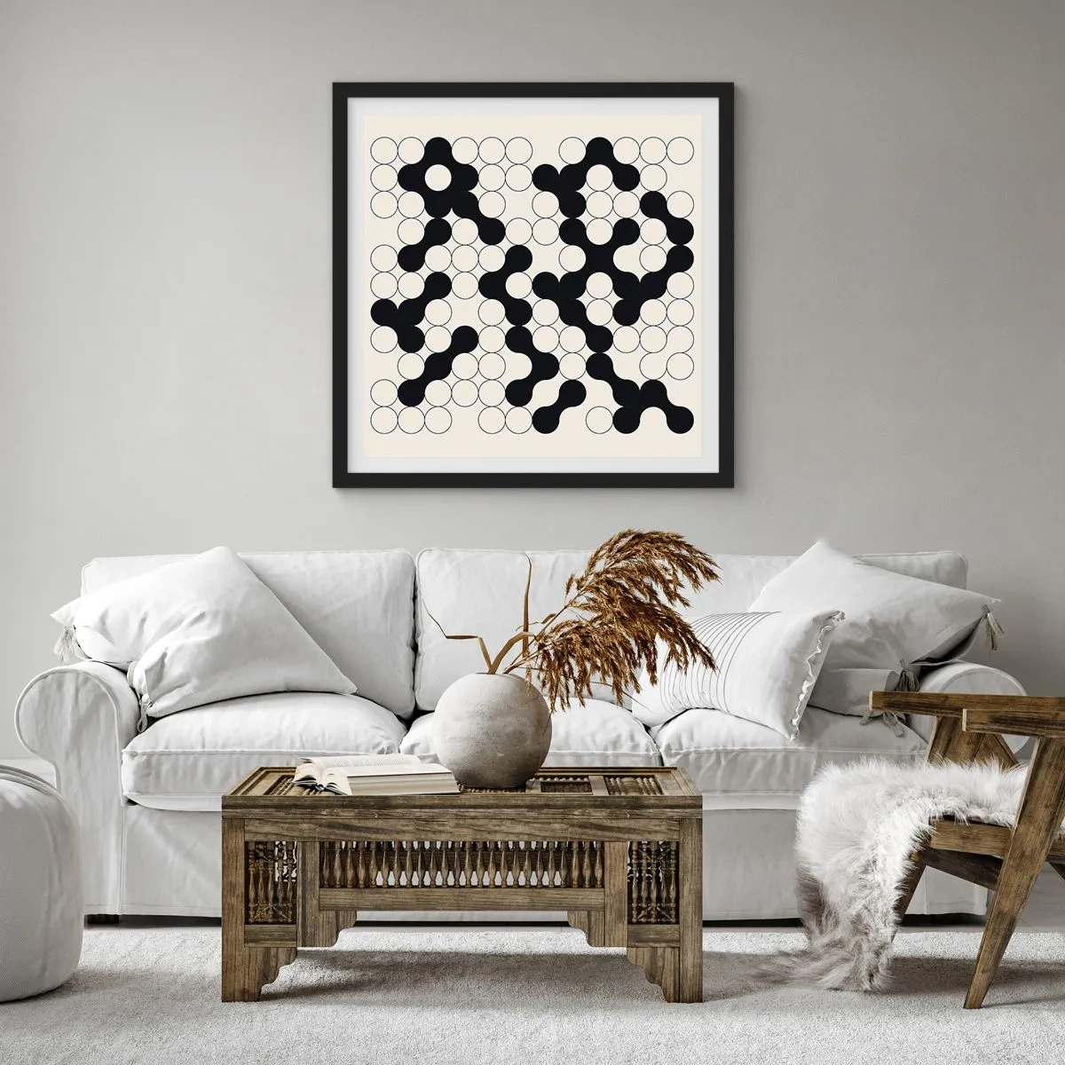 Plagát v čiernom ráme - Čínska hra – variácia - 60x60 cm