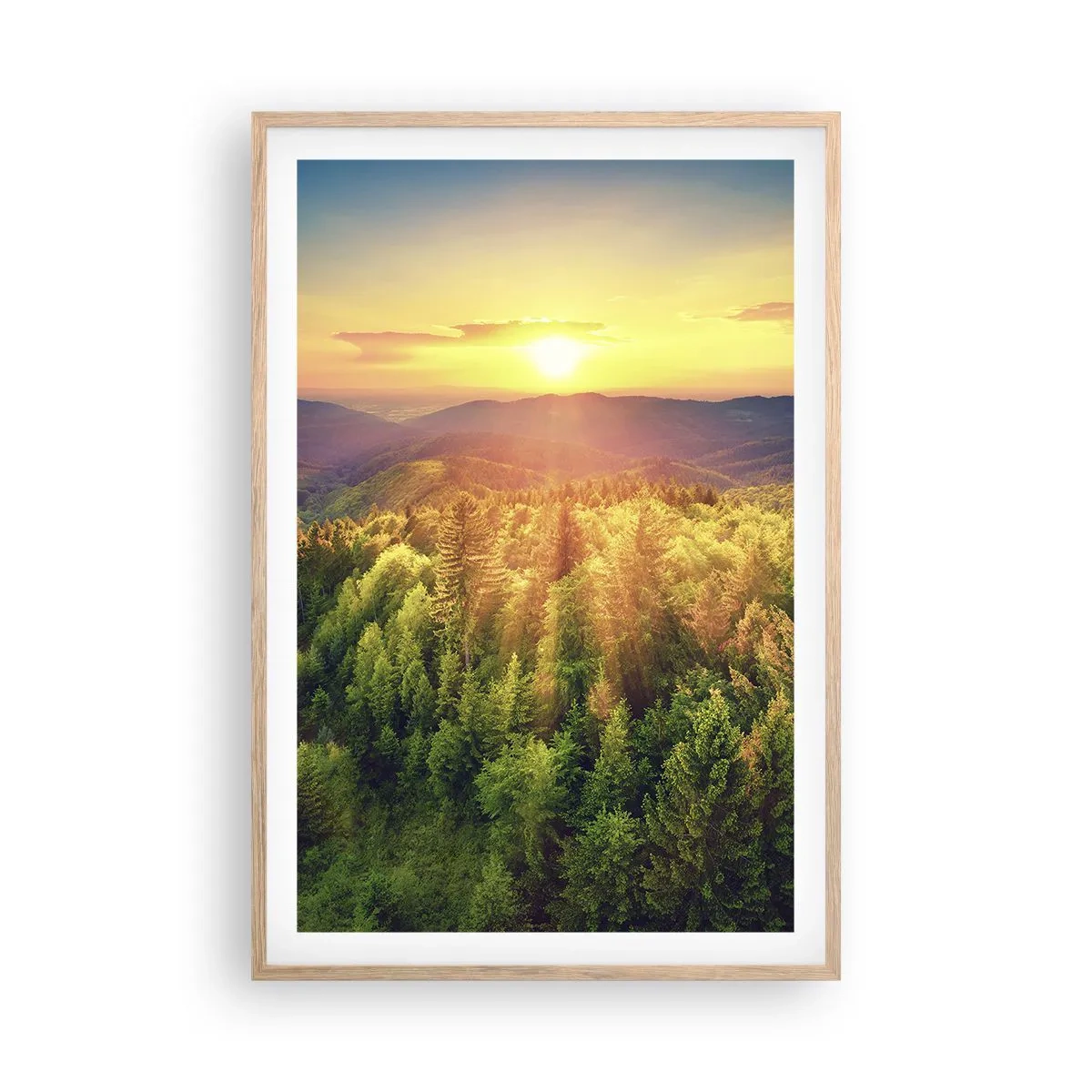 Plagát v ráme zo svetlého duba - Vrcholky a vrcholy - 61x91 cm