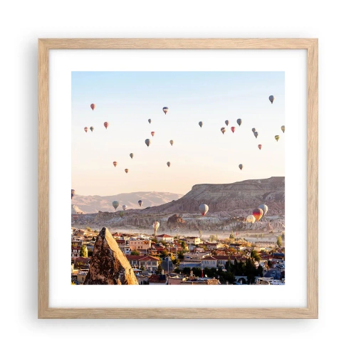 Plagát v ráme zo svetlého duba - Ako lode na oblohe - 40x40 cm