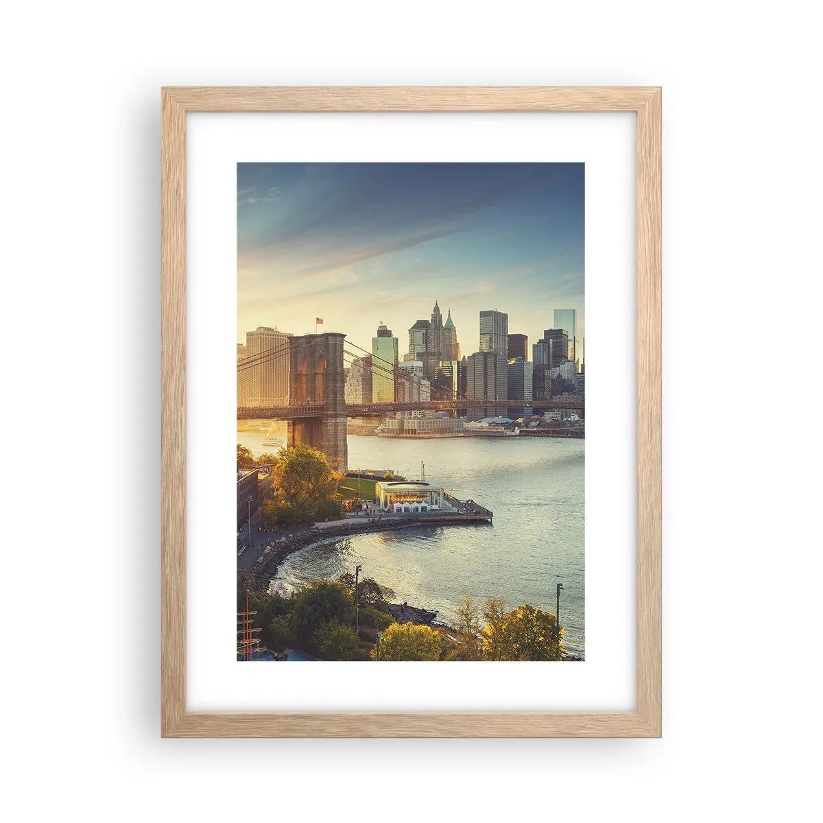 Plagát v ráme zo svetlého duba - Svitanie veľkomesta - 30x40 cm