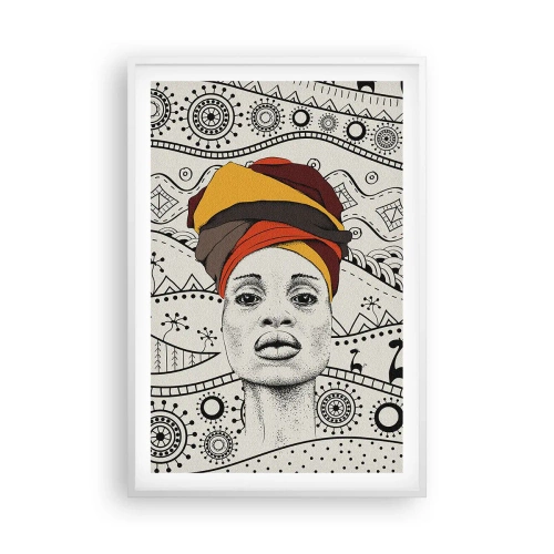 Plagát v bielom ráme - Africký portrét - 61x91 cm