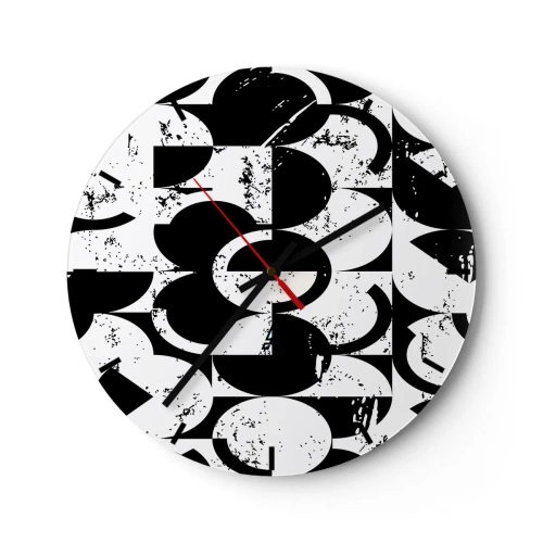 Nástenné hodiny - Geometrický čiernobiely vzor s umeleckým charakterom - 30x30cm - Biele je biele a čierne čierne - Moderná nástenná dekorácia do obývacej izby, kuchyne a spálne ARTTOR