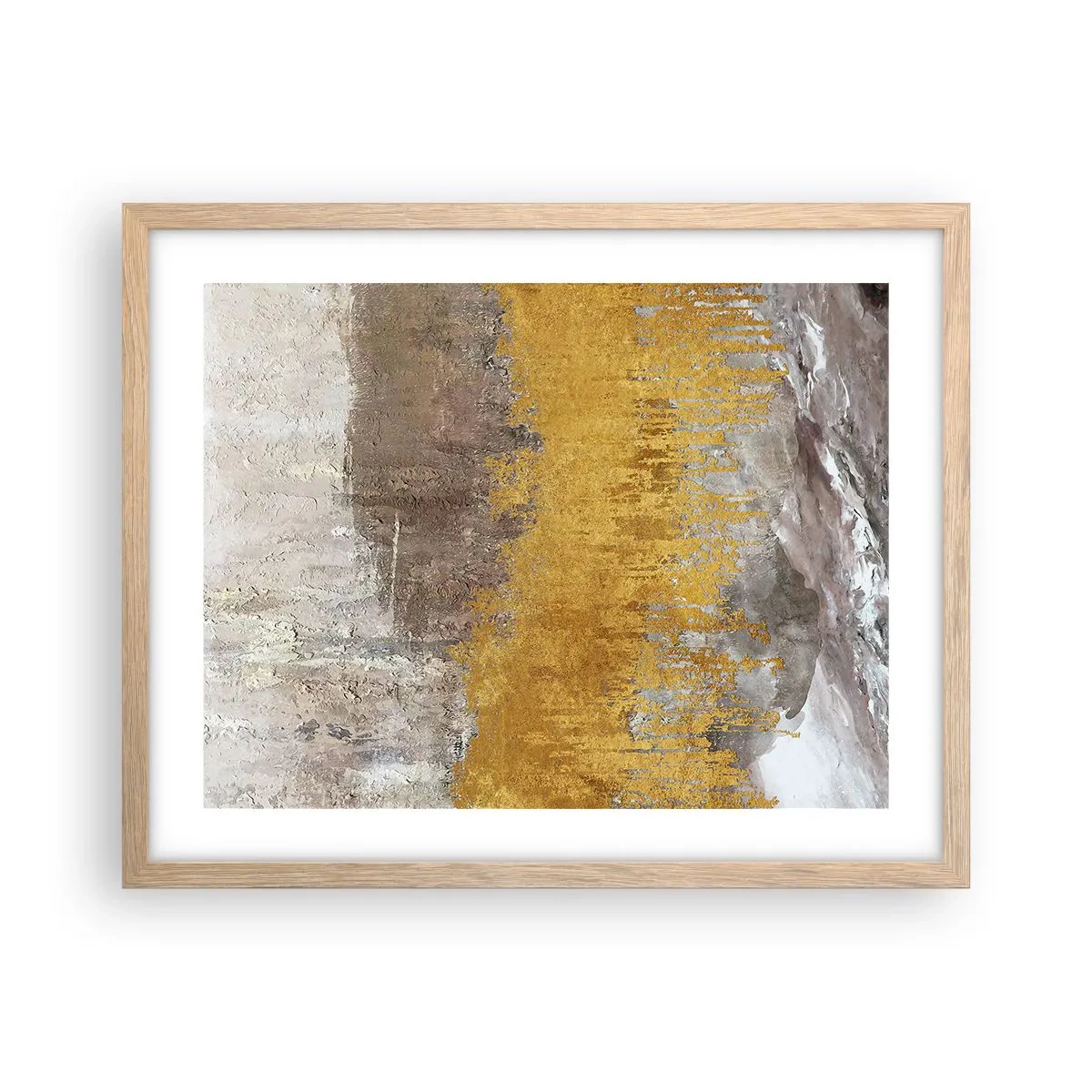 Plagát v ráme zo svetlého duba - Zlatistý závan - 50x40 cm