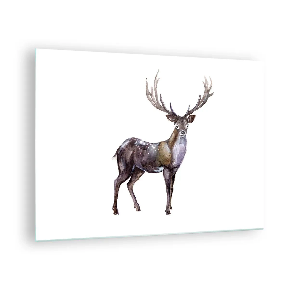 Obraz na skle - Elegantný akvarelový jeleň - 70x50cm - Kráľ polnočnej púšte - Moderná nástenná dekorácia do obývacej izby a spálne ARTTOR