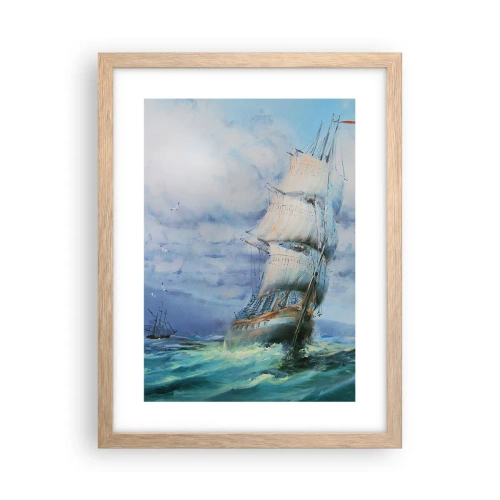 Plagát v ráme zo svetlého duba - Šťastnú cestu - 30x40 cm