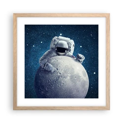 Plagát v ráme zo svetlého duba - Vesmírny vtipkár - 40x40 cm