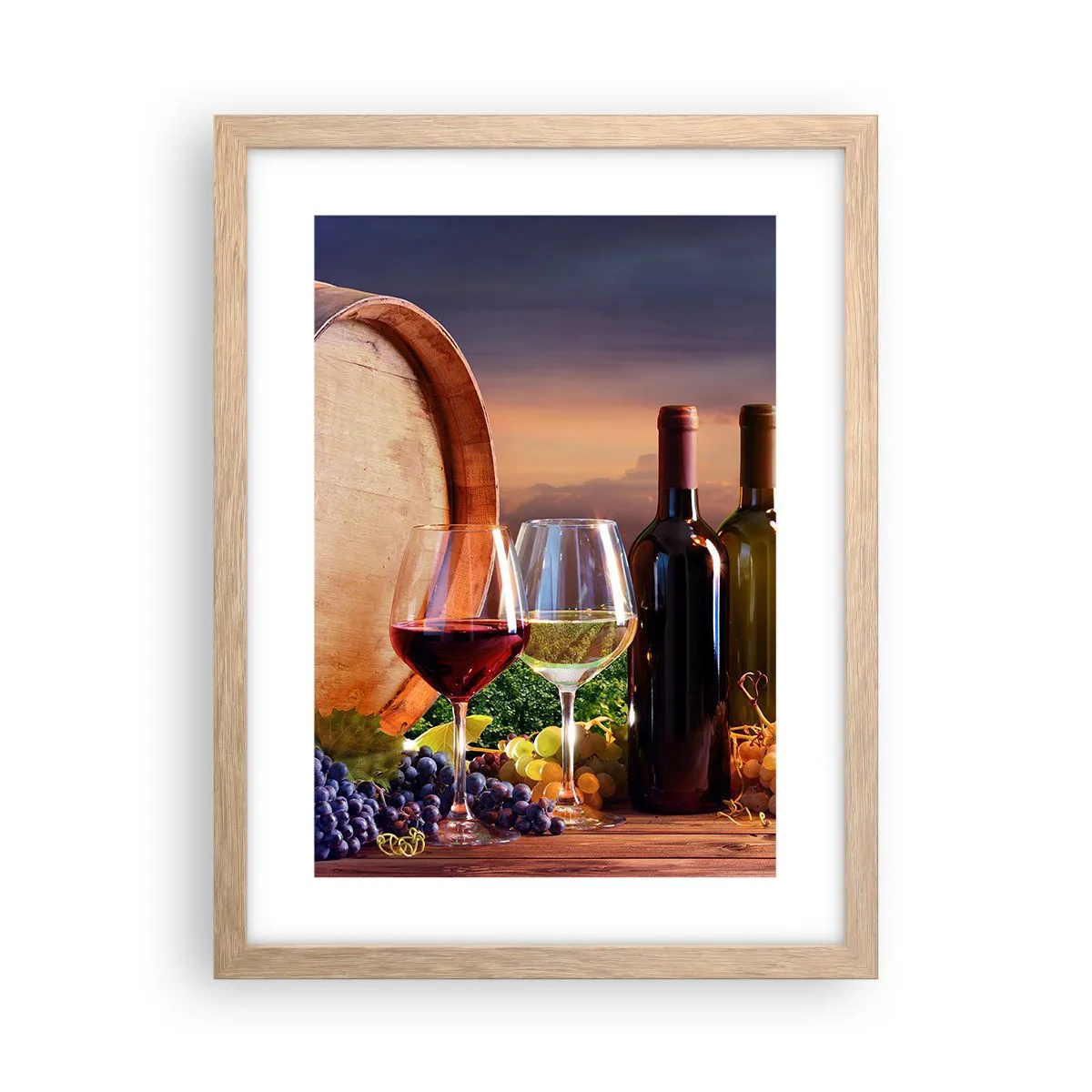 Plagát v ráme zo svetlého duba - Tu má život chuť - 30x40 cm