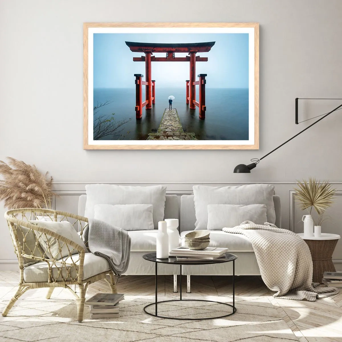 Plagát v ráme zo svetlého duba - Japonské zamyslenie - 100x70 cm