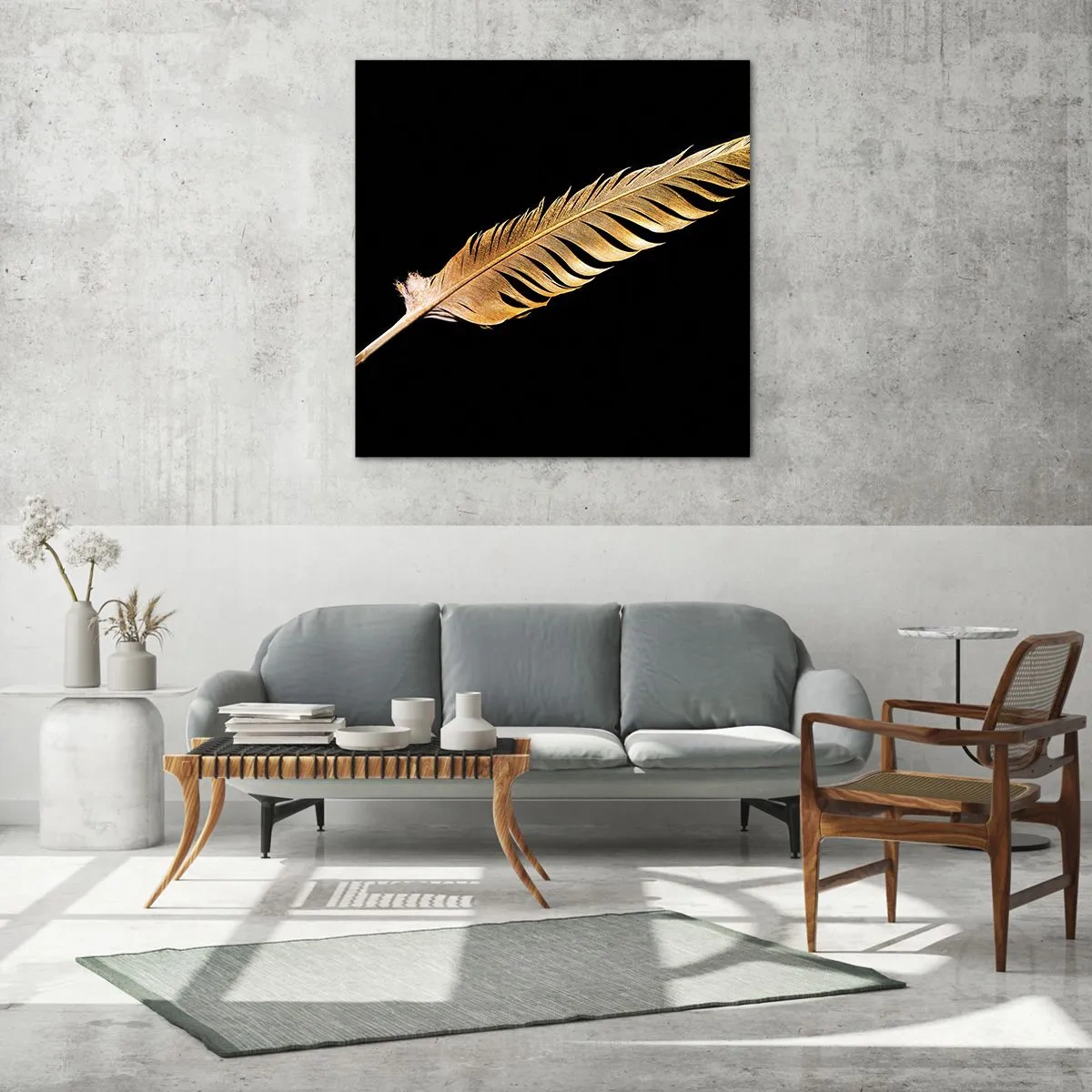 Obraz na skle - Krásne pierko… - 60x60 cm
