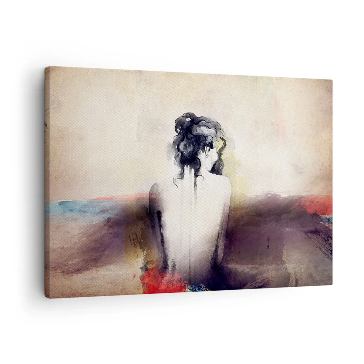 Obraz na plátne - Jemný portrét ženy v umeleckom štýle - 70x50cm - Jemné línie, oválne tvary - Moderná nástenná dekorácia do obývacej izby a spálne ARTTOR