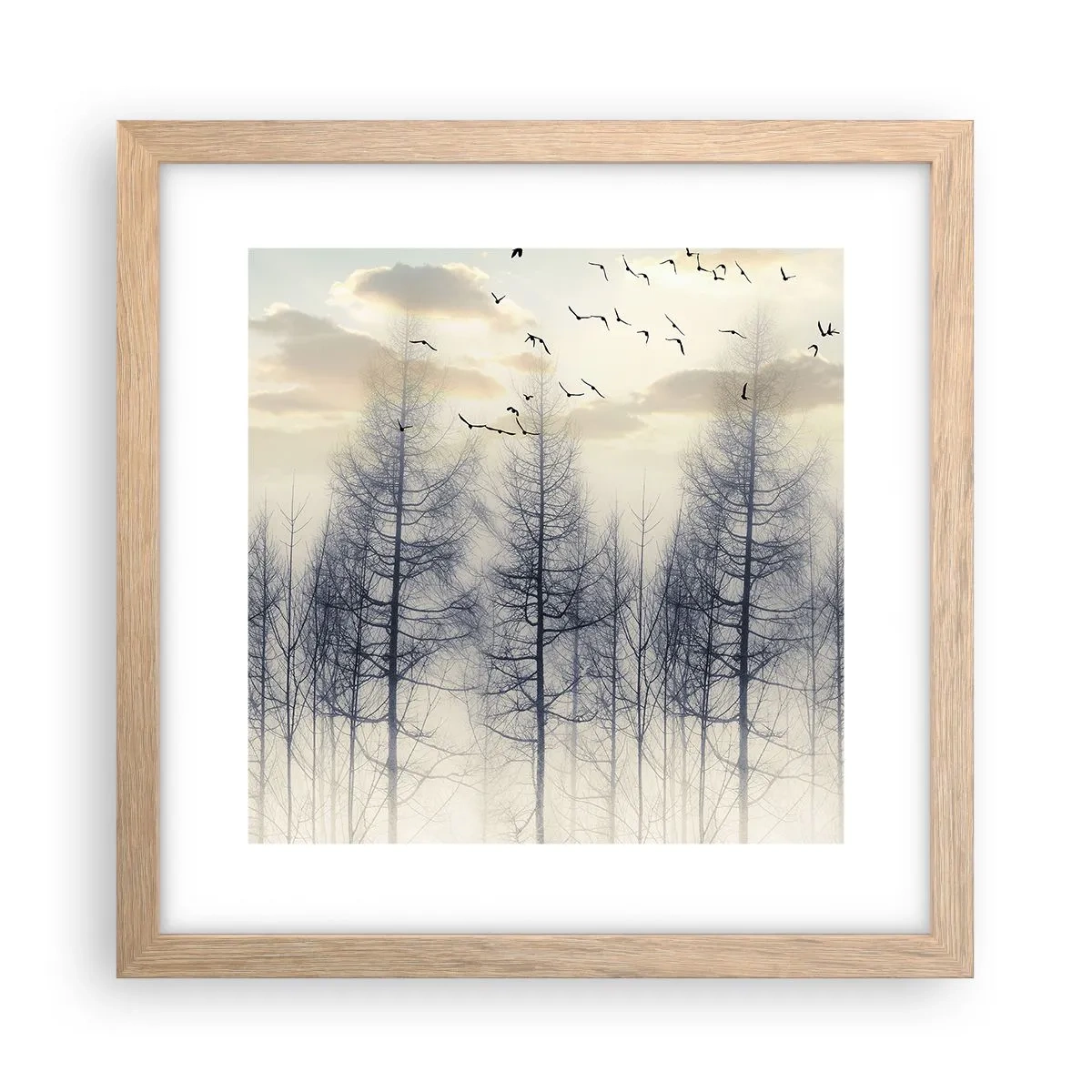 Plagát v ráme zo svetlého duba - Duchovia lesa - 30x30 cm
