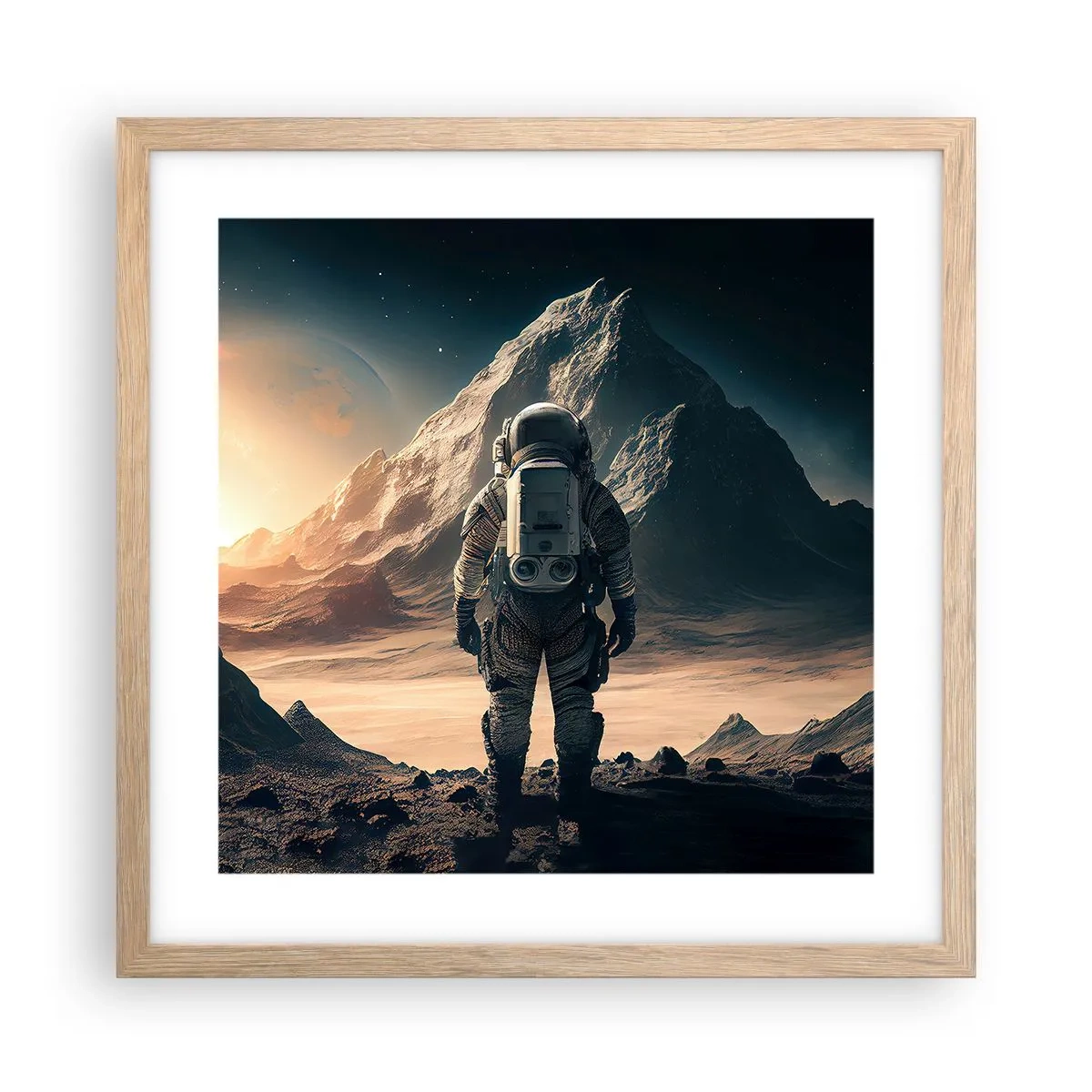 Plagát v ráme zo svetlého duba - Nová výzva - 40x40 cm