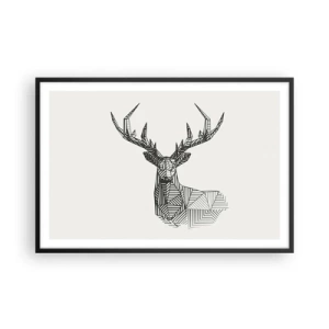 Plagát v čiernom ráme - Jeleň v kubistickom štýle - 91x61 cm