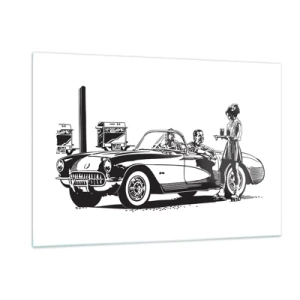 Obraz na skle - 60. - bezstarostná Amerika - 120x80 cm