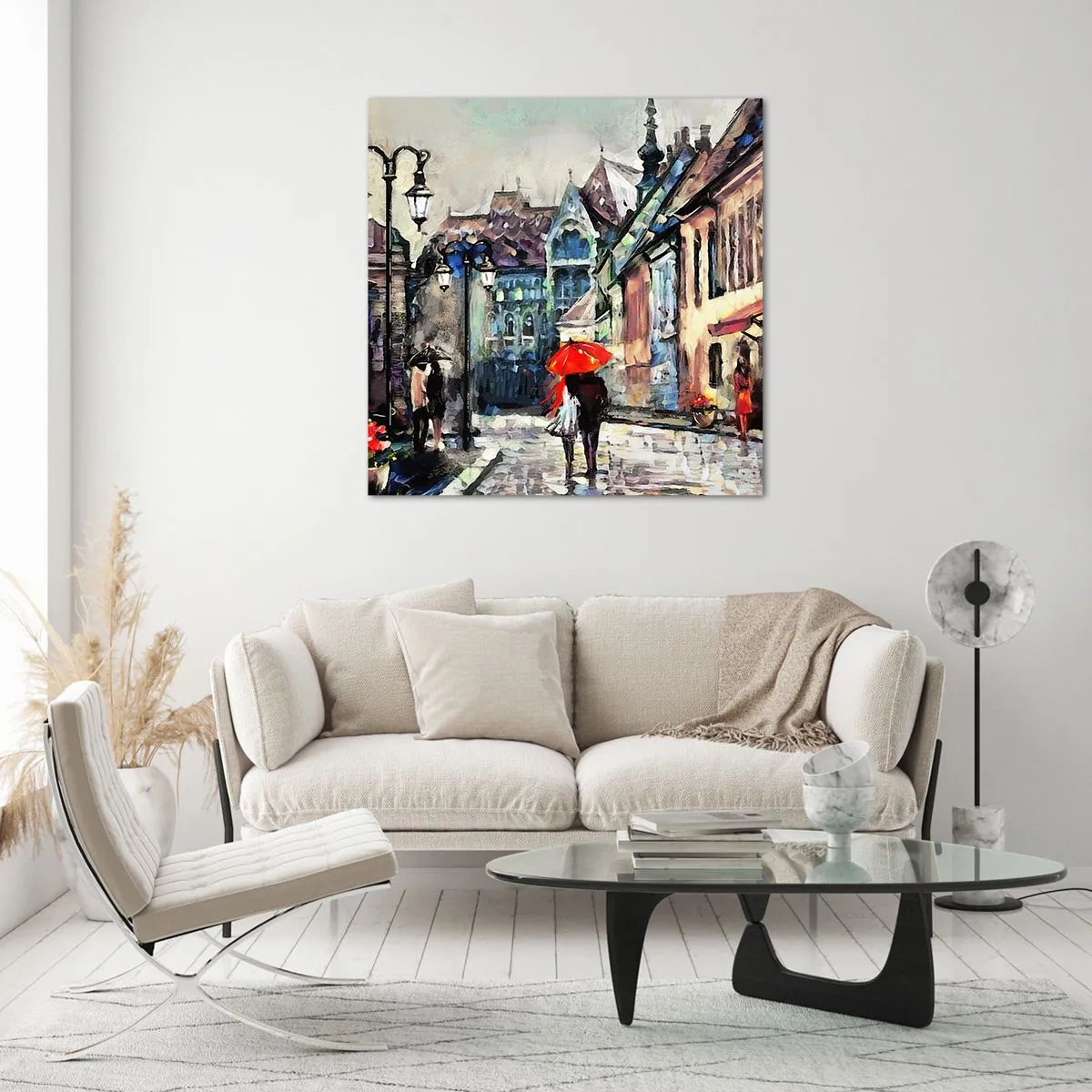 Obraz na skle - Dážď pre dvoch - 50x50 cm