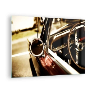 Obraz na skle - Interiér klasického auta v retro štýle - 70x50cm - Auto s dušou - Moderná nástenná dekorácia do obývacej izby a spálne ARTTOR
