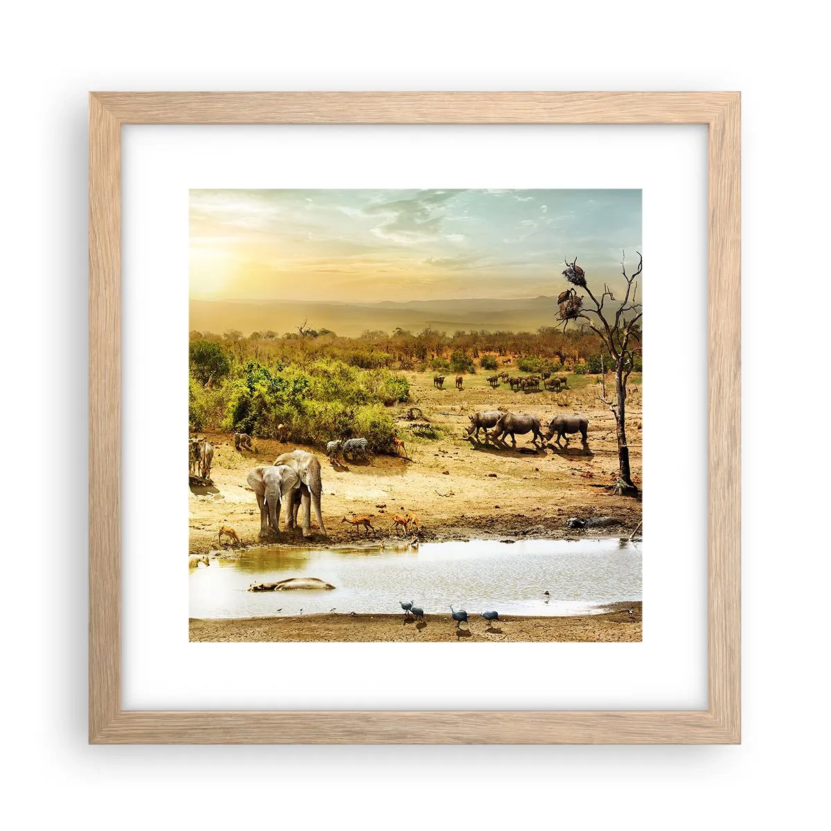 Plagát v ráme zo svetlého duba - „Z raja opäť pramenila rieka…“ - 30x30 cm