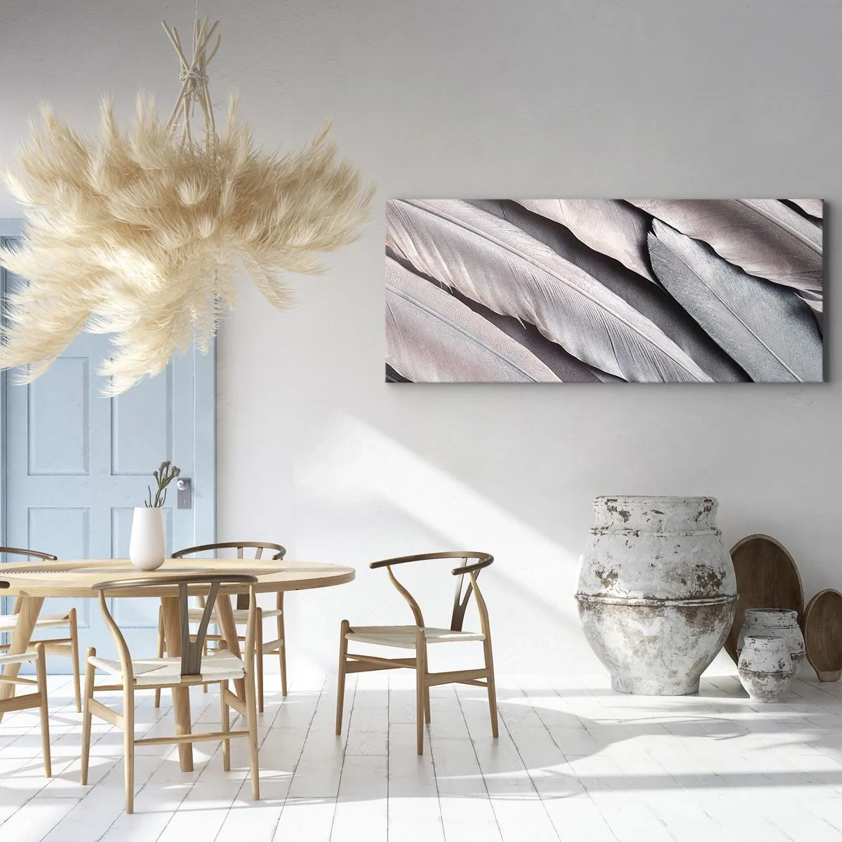 Obraz na plátne - V ružovej a striebornej - 100x40 cm