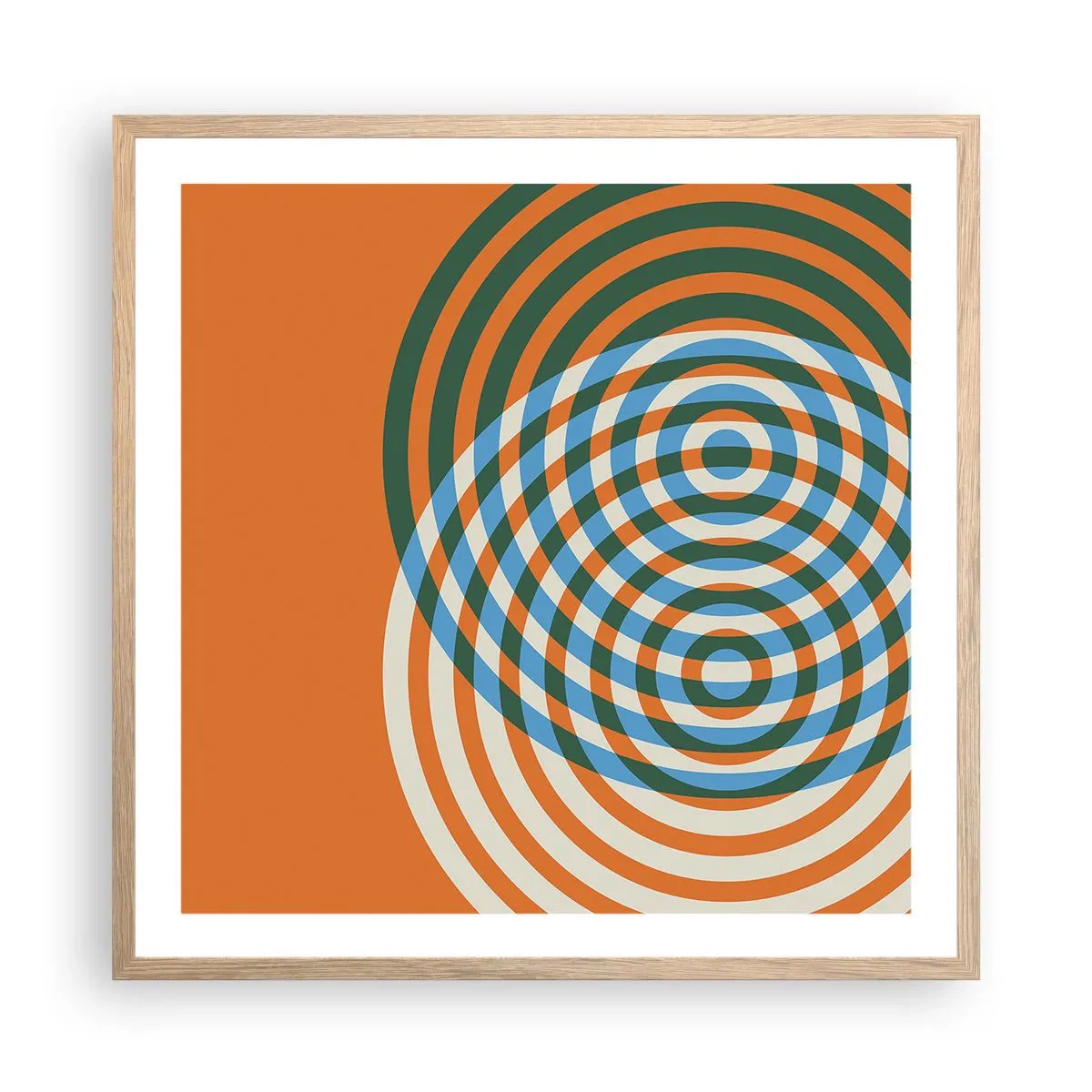 Plagát v ráme zo svetlého duba - Abstraktná kruhová variácia - 60x60 cm