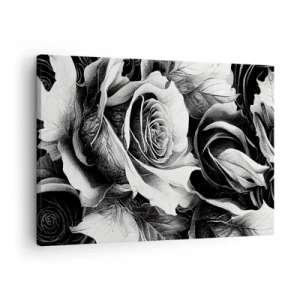 Obraz na plátne - Čiernobiele ruže v elegantnej kompozícii - 70x50cm - Navždy kráľovná - Moderná nástenná dekorácia do obývacej izby a spálne ARTTOR