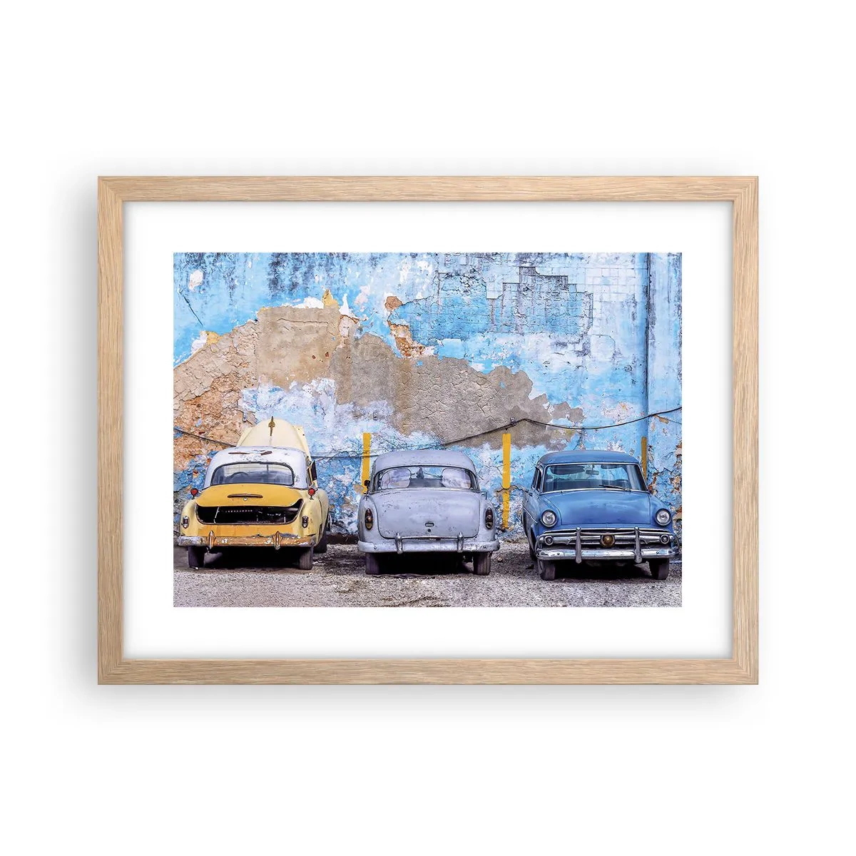 Plagát v ráme zo svetlého duba - Stretnutie veteránov - 40x30 cm