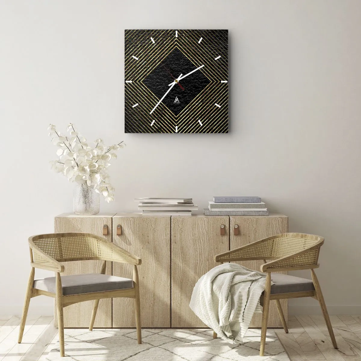 Nástenné hodiny - Geometria v štýle glamour - 40x40 cm