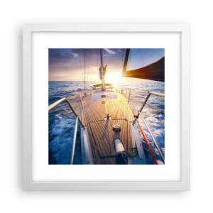 Plagát v bielom ráme - Bežiaca po vlnách - 30x30 cm