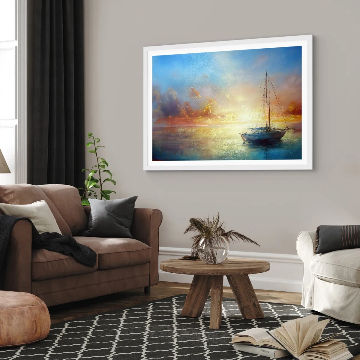 Plagát v bielom ráme - V zlatom zálive - 70x50 cm