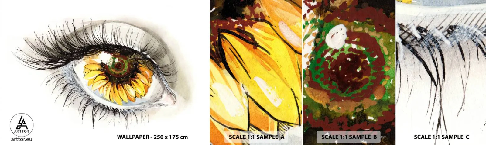 Vzorka Fototapeta Standard Eco - Pohľad žeravý ako leto - Abstrakcia, Grafika, Oko - 100x30 cm