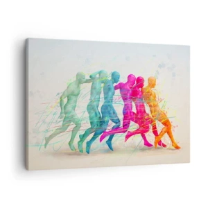 Obraz na plátne - Farebné siluety bežcov v pohybe - 70x50cm - Harmónia pohybu - Moderná nástenná dekorácia do obývacej izby a spálne ARTTOR