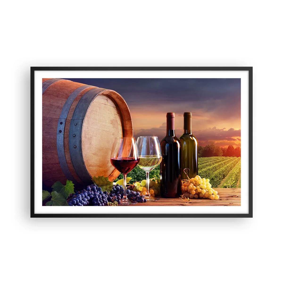 Plagát v čiernom ráme - Tu má život chuť - 91x61 cm