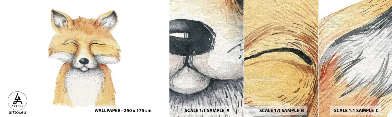 Vzorka Fototapeta Standard Eco - Líščia rozladenosť - Pre deti, Fox, Priateľstvo - 100x30 cm