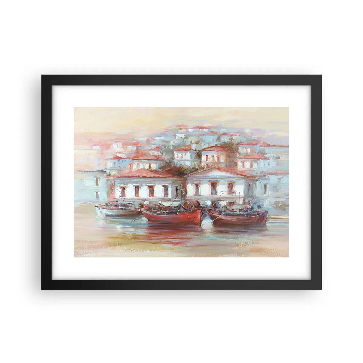 Plagát v čiernom ráme - Šťastné mestečko - 40x30 cm