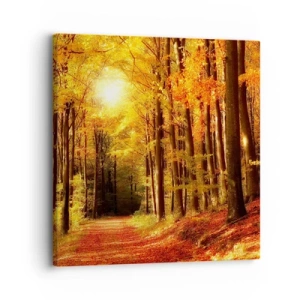 Obraz na plátne - Zlatá jeseň na lesnej ceste - 30x30 cm