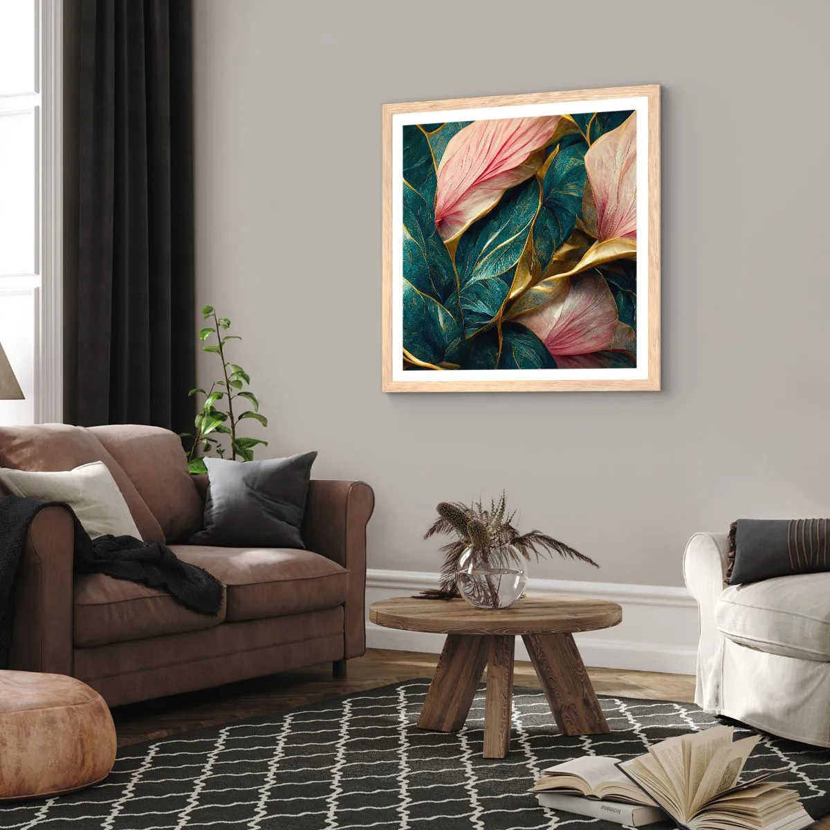 Plagát v ráme zo svetlého duba - Prirodzená elegancia a štýl - 50x50 cm