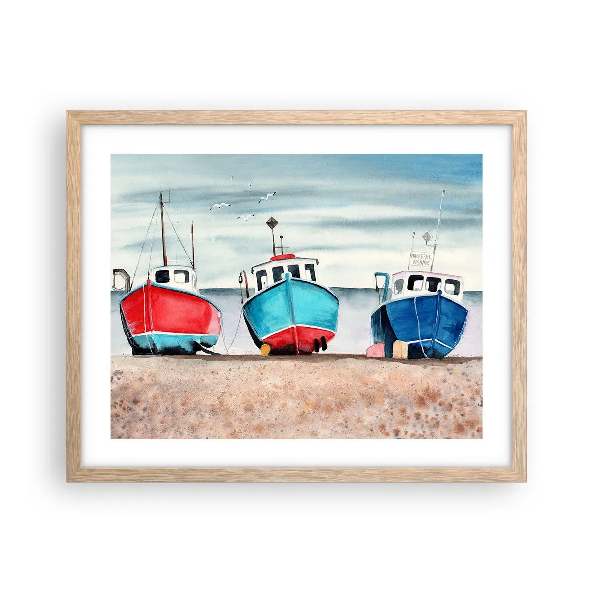 Plagát v ráme zo svetlého duba - Pripravené na úlovok - 50x40 cm