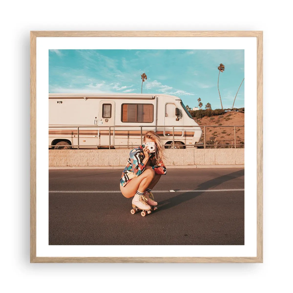 Plagát v ráme zo svetlého duba - Usmejte sa! - 60x60 cm