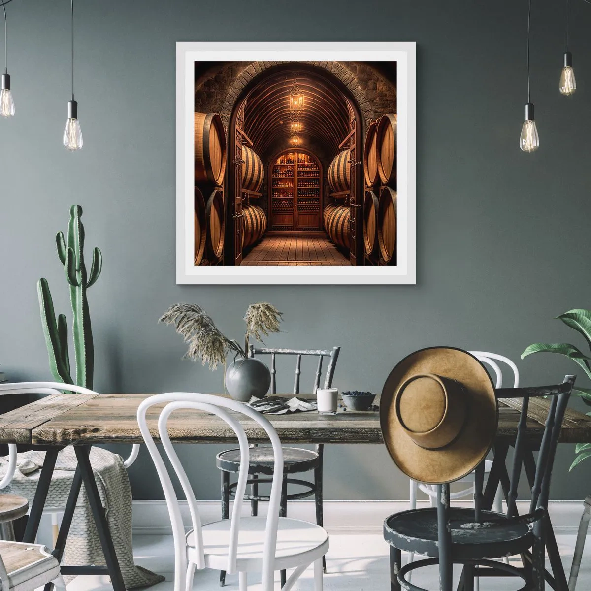 Plagát v bielom ráme - Nádherná pivnica - 40x40 cm